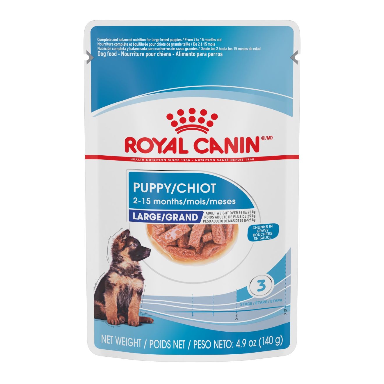 10 x 4.9oz Royal Canin Large Puppy Chunks in Gravy Pouch Wet Dog Food USA | 891276-IYO