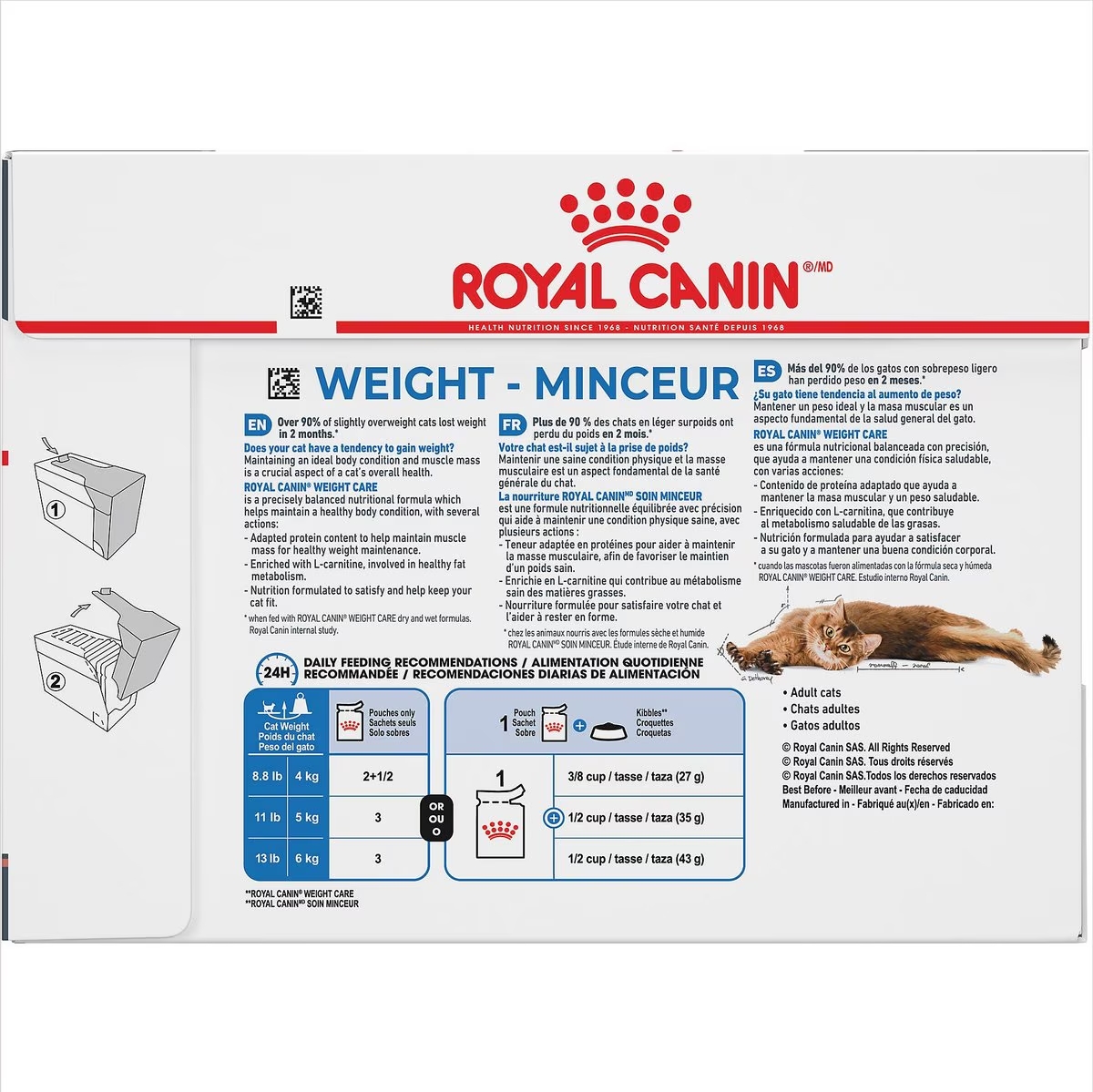 12 x 3oz Royal Canin Weight Care Chunks In Gravy Pouch Wet Cat Food USA | 418205-PUG