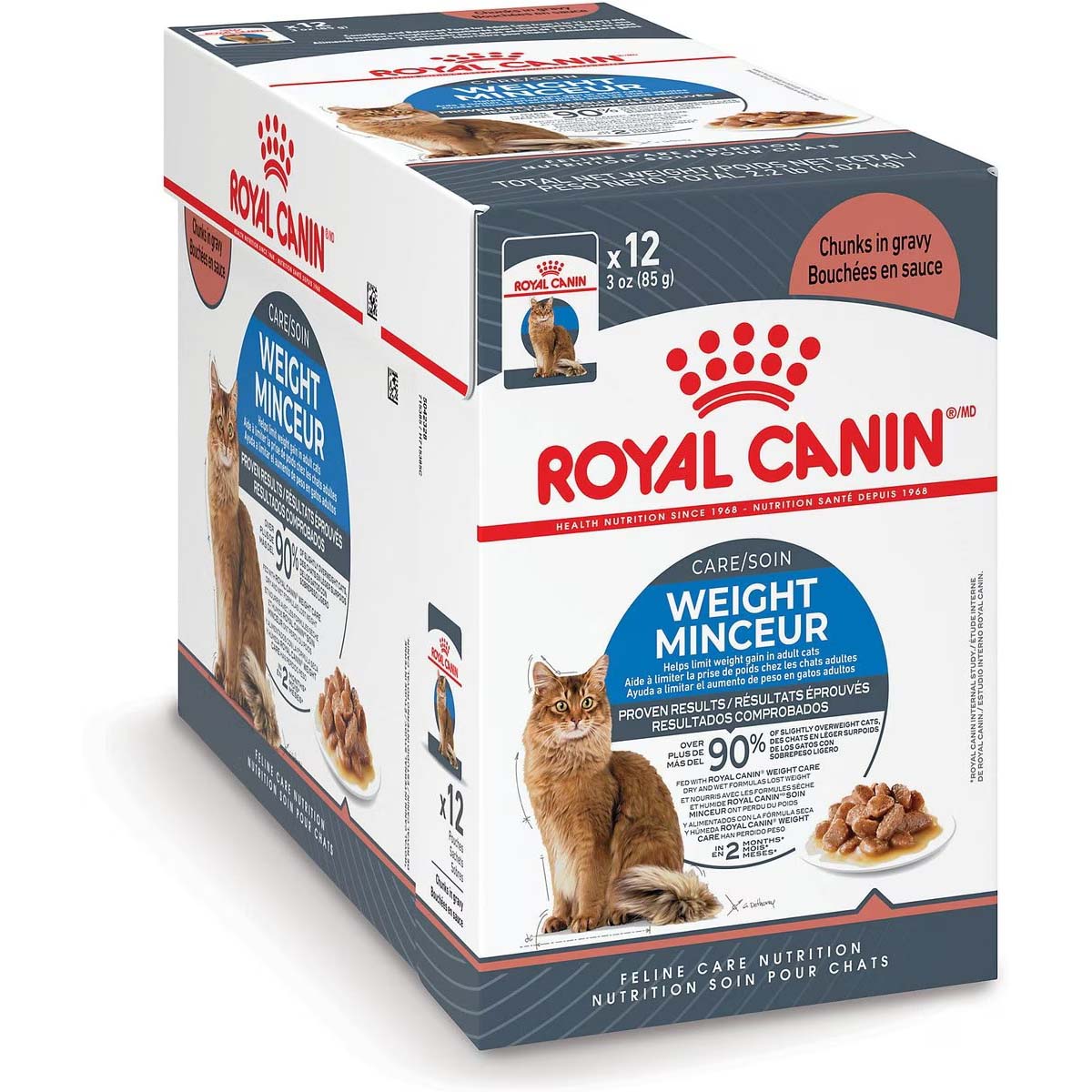 12 x 3oz Royal Canin Weight Care Chunks In Gravy Pouch Wet Cat Food USA | 418205-PUG