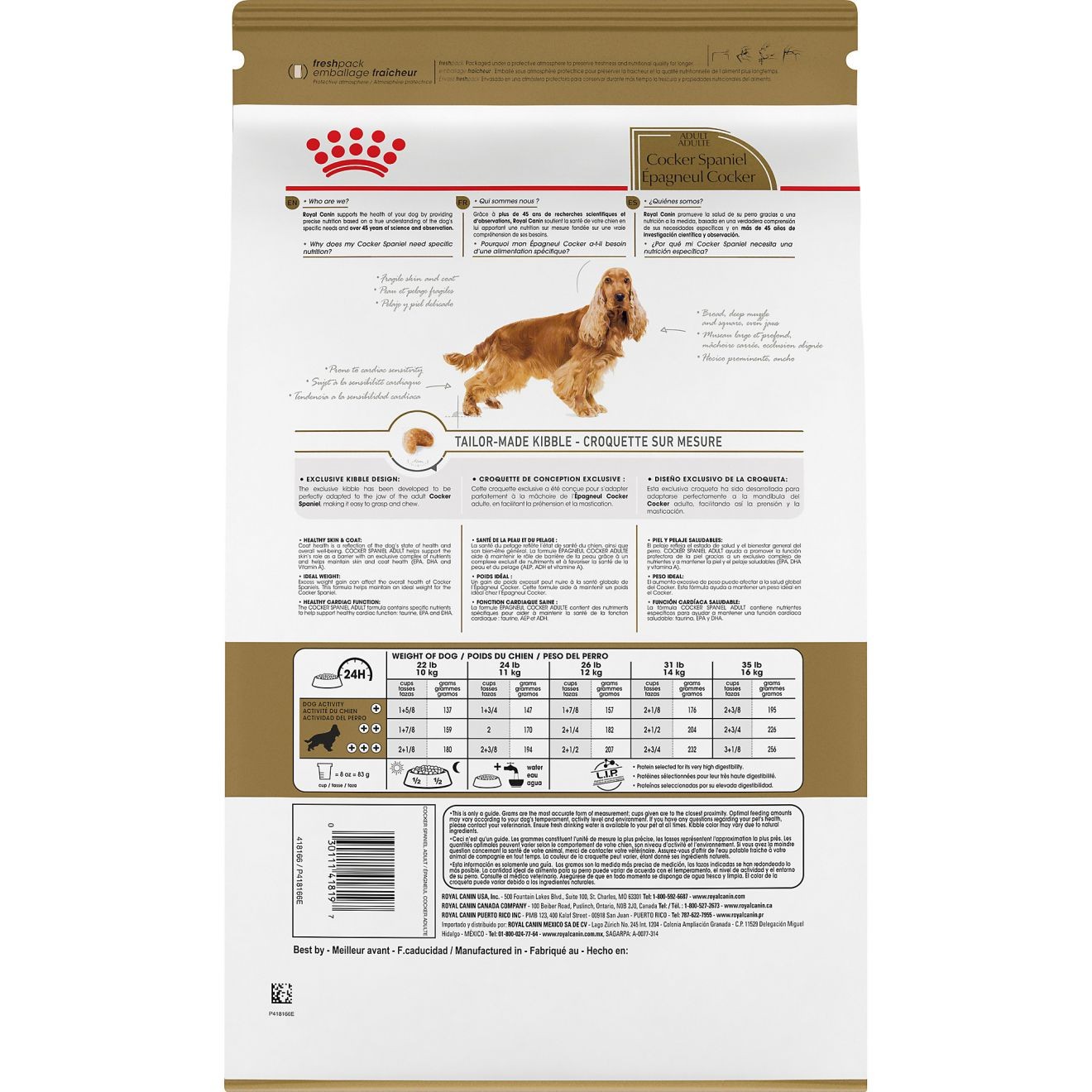 25lb Royal Canin Cocker Spaniel Adult Dry Dog Food USA | 108423-NUK