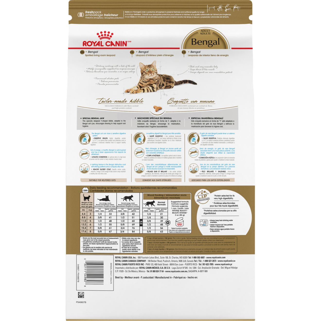 7lb Royal Canin Bengal Adult Dry Cat Food USA | 306528-MSH